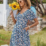 Zeagoo Womens Casual Swing Floral Ruffle Short Sleeve Sundresses