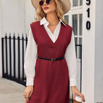 Zeagoo Women's Oversized Sweater Vest Dress V Neck Knit Pullover
