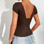 Zeagoo Womens Sexy Deep V Neck Tops Short Sleeve Shirts