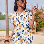 Zeagoo Womens Short Sleeve Tunic Shirts Floral Print Tops