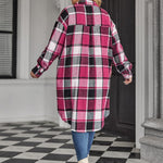 Zeagoo Womens Plus Size Flannel Plaid Button Down Shacket Jacket