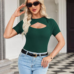 Zeagoo Womens Short Sleeve T Shirts 2024 Summer Casual Knit Slim Fit Trendy Basic Cute Sweater Tops