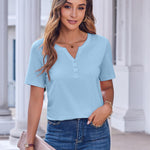 Zeagoo Womens Casual Short Sleeve V Neck Shirts