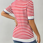Zeagoo Womens Short Sleeve Sweaters Casual Striped Shirts