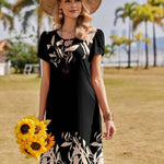 Zeagoo Women's Summer Round Neck Floral Shirt Dress (DE Only)