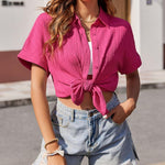 Zeagoo Womens Button Down Shirts Casual Short Sleeve Shirt