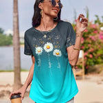 Zeagoo Womens Short Sleeve Tunic Shirts Floral Print Tops