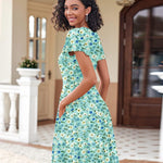 Zeagoo Womens Casual Swing Floral Ruffle Short Sleeve Sundresses