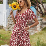 Zeagoo Womens Casual Swing Floral Ruffle Short Sleeve Sundresses