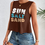 Zeagoo Women's Summer Crop Tank Tops 2024 Casual Crewneck Cropped Tops Graphic Loose Fit Sleeveless Shirts