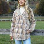 Zeagoo Womens Plaid Shacket Jacket Long Sleeve Fleece Hooded Jackets