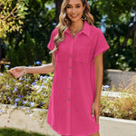 Zeagoo Womens Button Down Shirt Dress Cotton Linen Dress