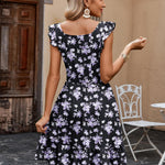 Zeagoo Womens Casual Ruffle Tiered Floral Square Neck Sundresses