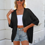 Zeagoo Womens 2024 Lightweight Crochet Cardigan Sweaters Open Front 3/4 Sleeve Knit Kimono Summer Boho Cover Up
