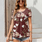 Zeagoo Women's Tunic Tops Short Sleeve Floral Boho Casual T Shirts