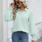 Zeagoo Womens Button Down Shirts Smocked Cuffed Blouse
