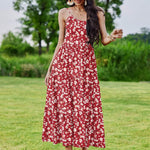 Zeagoo Womens Long Dress Adjustable Strap Floral Casual Dress