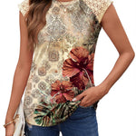 Zeagoo Women's Lace Cap Sleeve Tops Pleated Tank Tops
