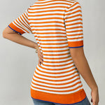 Zeagoo Womens Casual Short Sleeve Striped Sweater Shirt