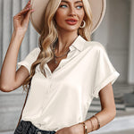 Satin Button Down Shirts- Zeagoo (Us Only)