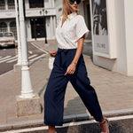 Zeagoo Women's Trousers Casual Wide Straight Cut Suit Trousers (DE Only)