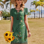 Zeagoo Women's Summer Round Neck Floral Shirt Dress (DE Only)
