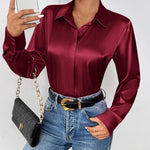 Zeagoo Women's Satin Blouse Elegant V-Neck Silk Blouse (DE Only)