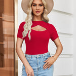 Zeagoo Womens Short Sleeve T Shirts 2024 Summer Casual Knit Slim Fit Trendy Basic Cute Sweater Tops