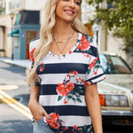 Zeagoo Womens Summer Tops Short Sleeve Casual Shirts Floral Tee