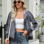 Zeagoo Womens Corduroy Knit Hoodies Zip Up Shirt Jacket