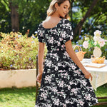 Zeagoo Womens Casual Dress Square Neck Puff Sleeve Boho Dress