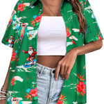 Zeagoo Womens Hawaiian Button Down Shirts Casual Floral Tropical Shirt