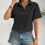 Zeagoo Womens Button Down Linen Shirt Short Sleeve Cotton Blouse