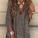 All about Glam Collar Sequin V-neck Half Sleeve Loose Top