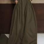 Long Sleeves Loose Buttoned No Belt Solid Color V-neck Jumpsuits