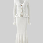 Ruffled Jacket & Flared Skirt Knit Matching Set