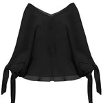 Joyful Bond Linen Blend V-neck Knotted Cuff Half Sleeve Loose Top