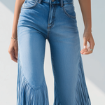 Trendy Retro Tassel Flared Jeans