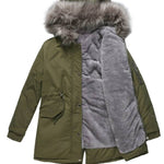 Hooded winter warm fleece coat with cotton padded jacket