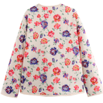 Street V-neck Loose Cardigan Fashion Print Cotton Coat for Women