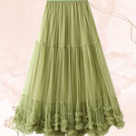 Sweet fungus lace A-line tutu skirt with large hem