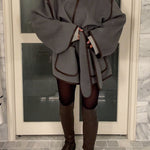 Open Front Pocketed Splice Coat with Belt
