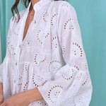 A-Line Flared Sleeves Buttoned Hollow Solid Color Split-Joint V-Neck Mini Dresses