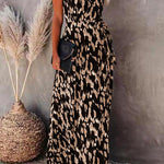 College Vacation Zebra Print Patchwork V Neck Sling Dress Dresses