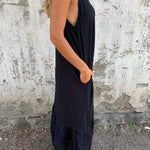 Cotton and Linen Suspender Long Dress