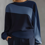 Casual Sportswear Patchwork Sweatshirt And Sweatpants Set