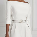 Half Sleeves Solid Color Split-Joint Off-The-Shoulder T-Shirts Tops