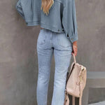 Women's Waffle Cardigan Short Top Jacket