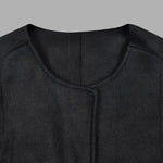 Long Sleeves Loose Solid Color Collarless Woolen Coat