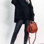 Women's New V-Neck Hooded Irregular Sweater